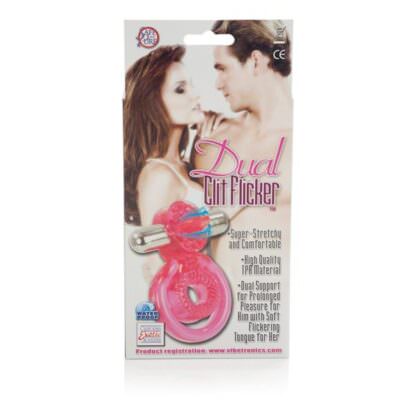 CalExotics Dual Clit Flicker Vibrating Penis Ring Packaging Back