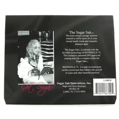 Sugar and Spice Boutique The Sugar Sak Sex Toy Storage Bag Packaging Back