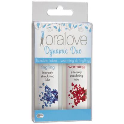 Doc Johnson Oralove Dynamic Duo Tingling Warming Lickable Personal Lubricant Packaging