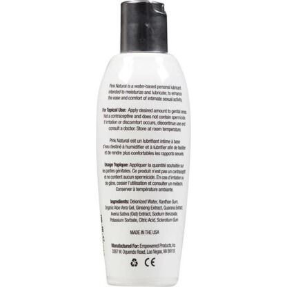 Empowered Products Pink Natural Water-Based Personal Lubricant Back of Bottle