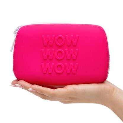 Happy Rabbit Wow Silicone Sex Toy Storage Bag Held In Hand