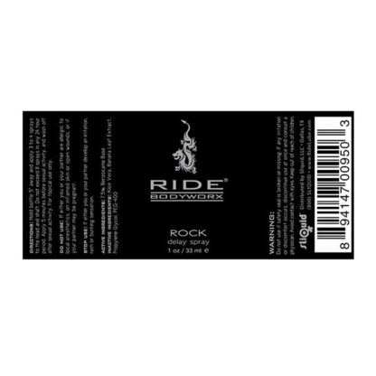 Ride BodyWorx Rock Delay Spray Label