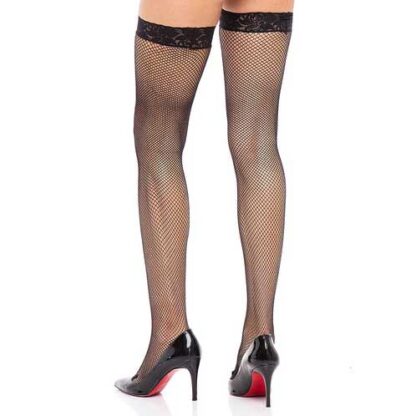Rene Rofe Floral Lace Top Fishnet Thigh High Stockings Back