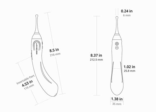 Lovense Hyphy Clitoral and G-Spot Vibrator Dimensions