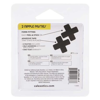 CalExotics Boundless 2 Black X Nipple Pasties Packaging Back