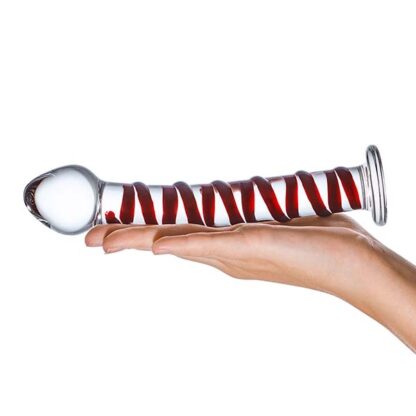 Glas Mr. Swirly Glass Dildo Held In Palm of Hand
