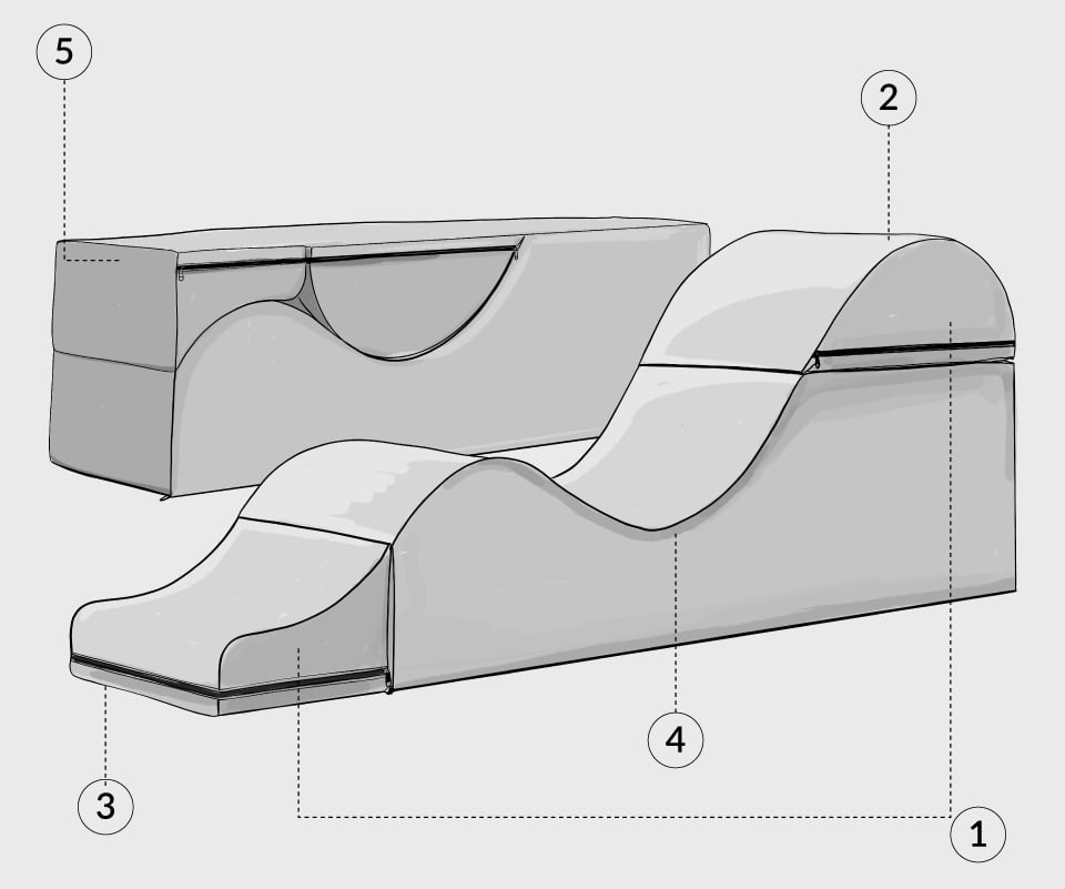 Liberator ARIA Convertible Sex Chaise and Bench Illustration