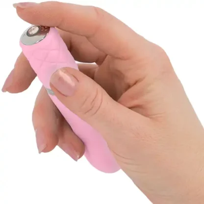 BMS Enterprises Pillow Talk Flirty Bullet Vibrator Held In Hand Turning On