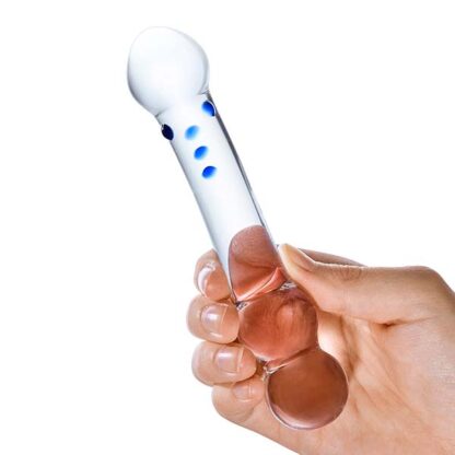 Glas 6 Curved G-Spot Glass Dildo Held In Hand