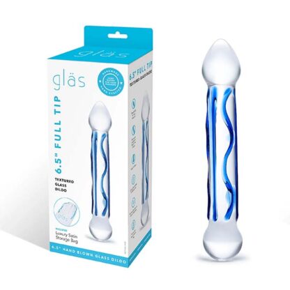 Glas 6.5 Full Tip Textured Glass Dildo Packaging
