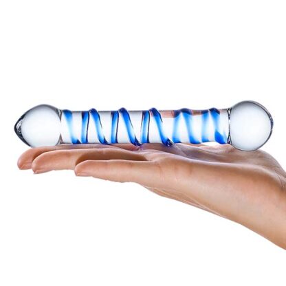 Glas 6.5 Spiral Dildo Held In Palm Of Hand