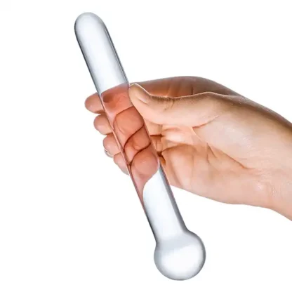 Glas 7 Straight Glass Dildo Held In Hand