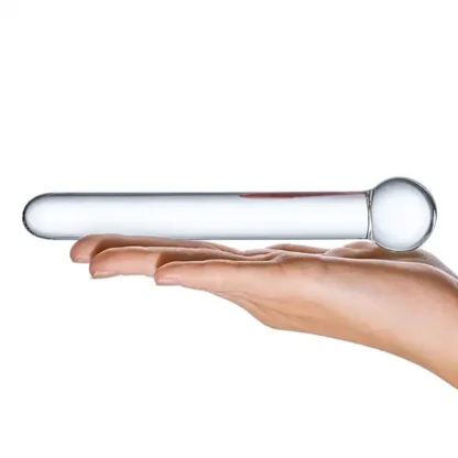 Glas 7 Straight Glass Dildo Held In Palm of Hand