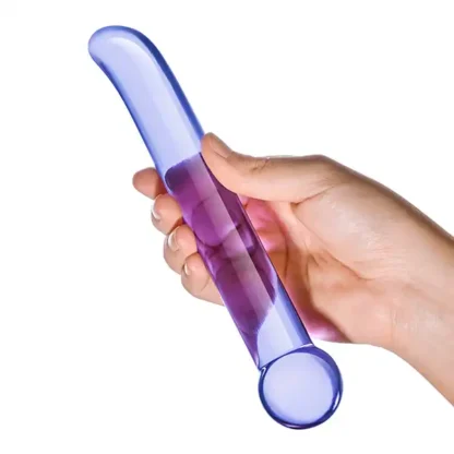 Glas Purple G-Spot Tickler Dildo Held In Hand