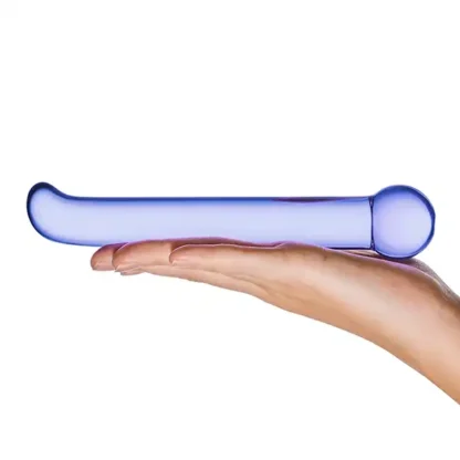 Glas Purple G-Spot Tickler Dildo Held In Palm Of Hand