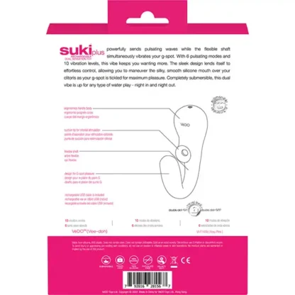 VeDO Suki Plus Dual Stimulation Vibrator Back of Packaging