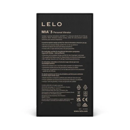 Lelo Mia 3 Bullet Vibrator Packaging Back