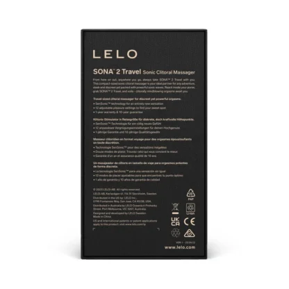 Lelo Sona 2 Travel Sonic Clitoral Massager Packaging Back