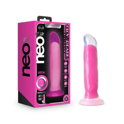Blush Neo Elite Marquee 8-Inch Neon Pink Dildo Packaging