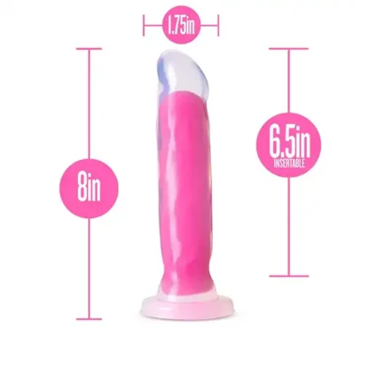 Blush Neo Elite Marquee 8-Inch Neon Pink Dildo Size Details