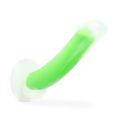 Blush Neo Elite Omnia 7-Inch Neon Green Dildo Angled View