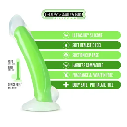 Blush Neo Elite Omnia 7-Inch Neon Green Dildo Features List