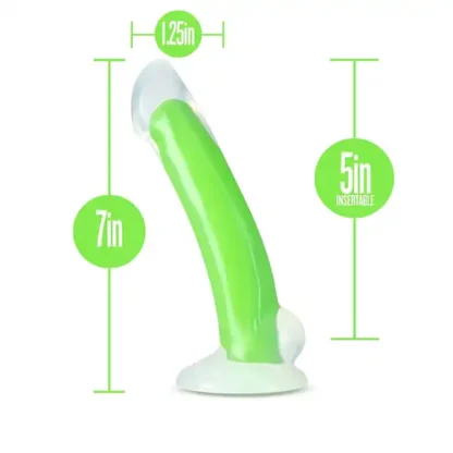 Blush Neo Elite Omnia 7-Inch Neon Green Dildo Size Details