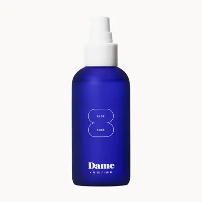 The Aloe Lube by Dame features a 4 fl. oz. bottle of aloe-infused, water-based formula that has a silky glide and is sex toy and condom safe.