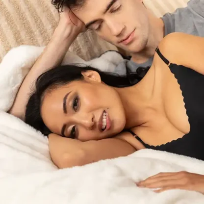 Liberator Fascinator Fur Blanket Couple Laying On It