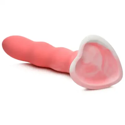 Curve Toys Simply Sweet 8 Wavy Silicone Dildo Suction Cup Close Up