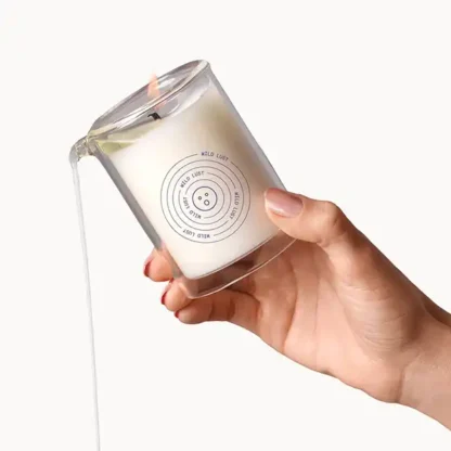 Dame Massage Oil Candle Wild Lust Held In Hand Pouring Out