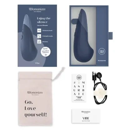 Womanizer Vibe Completely Silent Clitoral Vibrator Package Contents