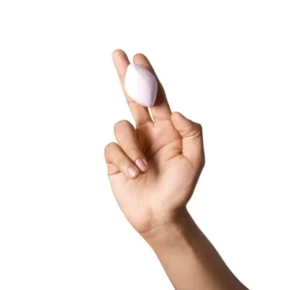 Dame Fin 2.0 Finger Vibrator Held In Hand Bottom View