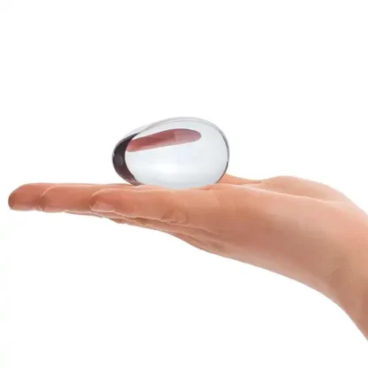 Glas Yoni Kegel Balls Training Set Held In Palm Of Hand