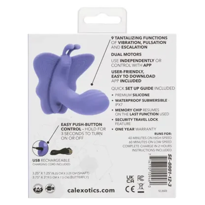 CalExotics Connect Venus Butterfly App-Controlled Wearable Vibrator Packaging Back