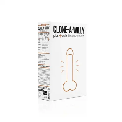 Clone-A-Willy Plus With Balls Medium Skin Tone Packaging Front Angled View