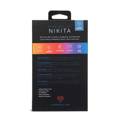 Nu Sensuelle XLR8 Bullet Nikita Vibrator Packaging Back