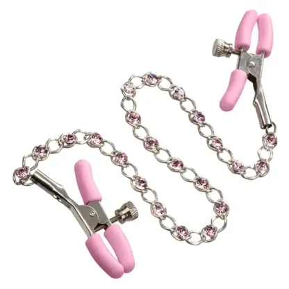 CalExotics Nipple Play Crystal Chain Nipple Clamps Pink 1