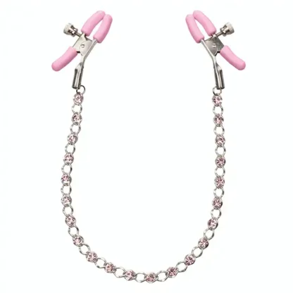 CalExotics Nipple Play Crystal Chain Nipple Clamps Pink