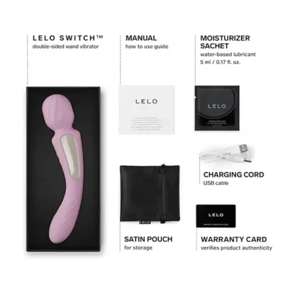 Lelo Switch Double-Sided Wand Vibrator Package Contents
